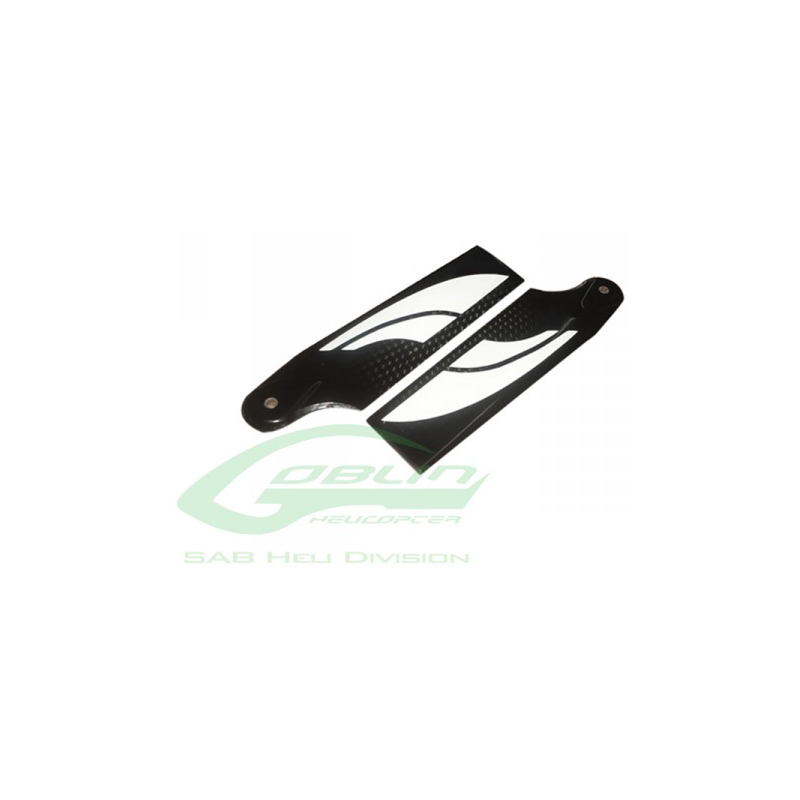 PALES ANTI-COUPLE SAB 95mm Carbon Fiber Tail Blades (Black/White) - Goblin 570