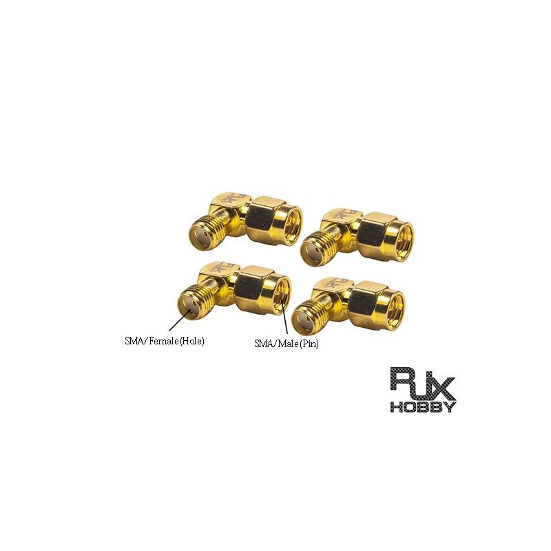 RJX735 - FPV L Connector Adapter SMA /Female to SMA/Male x 4 PCS