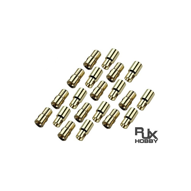 RJX1028 - PK 6 - Male And Female, 6.0mm Gold Plated Banana (bullet) 10 SETS