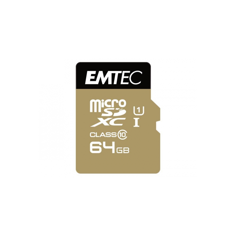 MICROSDXC 64GO EMTEC + ADAPTATEUR CL10 GOLD+ UHS-I 85MB/S BLISTER - 13406