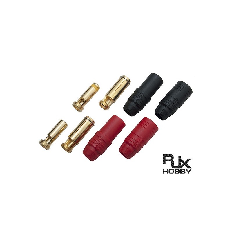 CONNECTEURS BATTERIES RJX AS150 7mm Anti Spark Connector (Red 1 Set, Black 1Set)